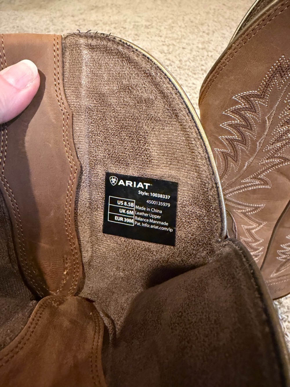 Ariat Tan Bomber Women's Heritage Wide Calf Elastic Calf Western Boots - Picture 6 of 7